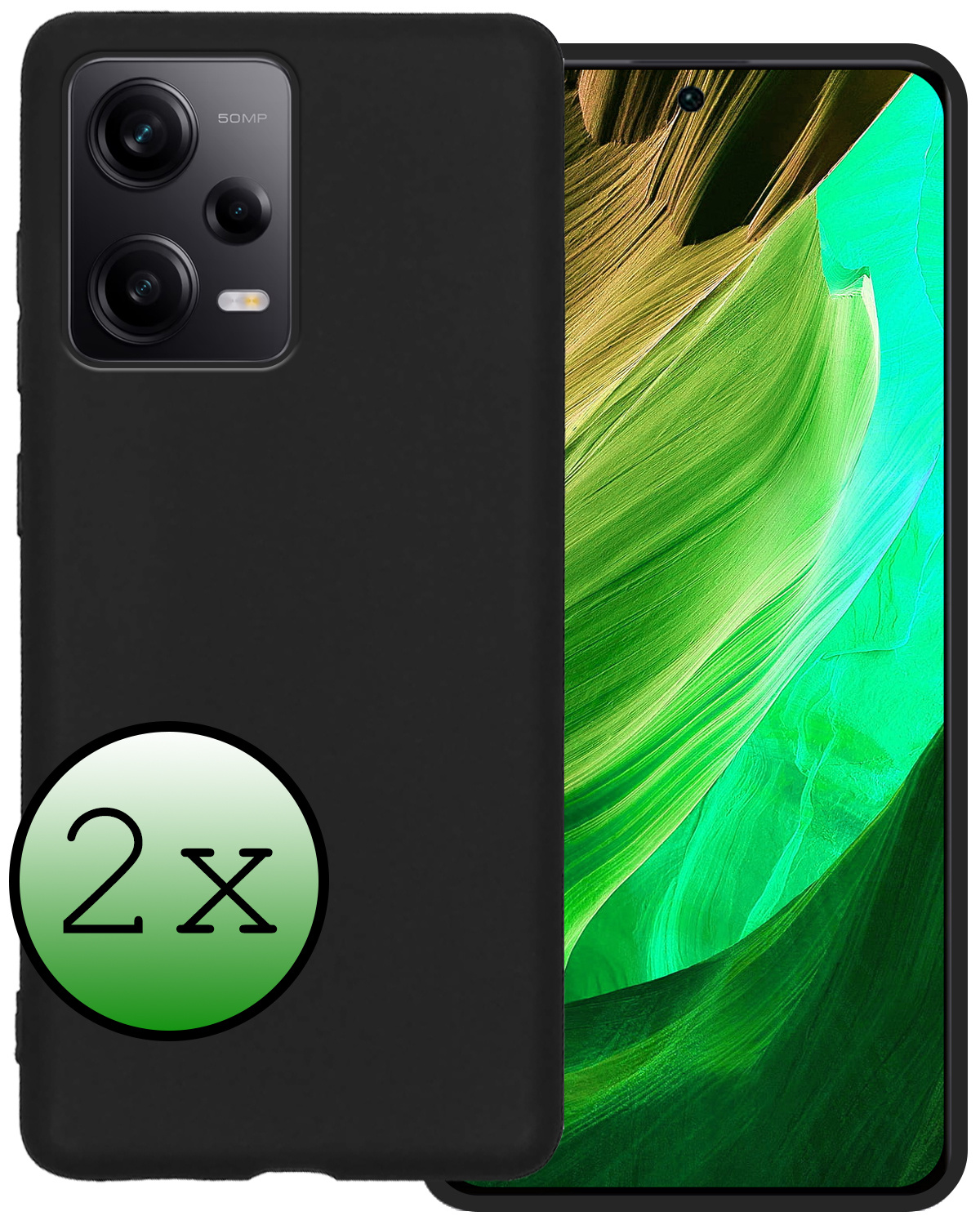 BASEY. Hoes Geschikt voor Xiaomi Redmi Note 12 Pro Hoesje Siliconen Back Cover Case - Hoesje Geschikt voor Xiaomi Redmi Note 12 Pro Hoes Cover Hoesje - Zwart - 2 Stuks