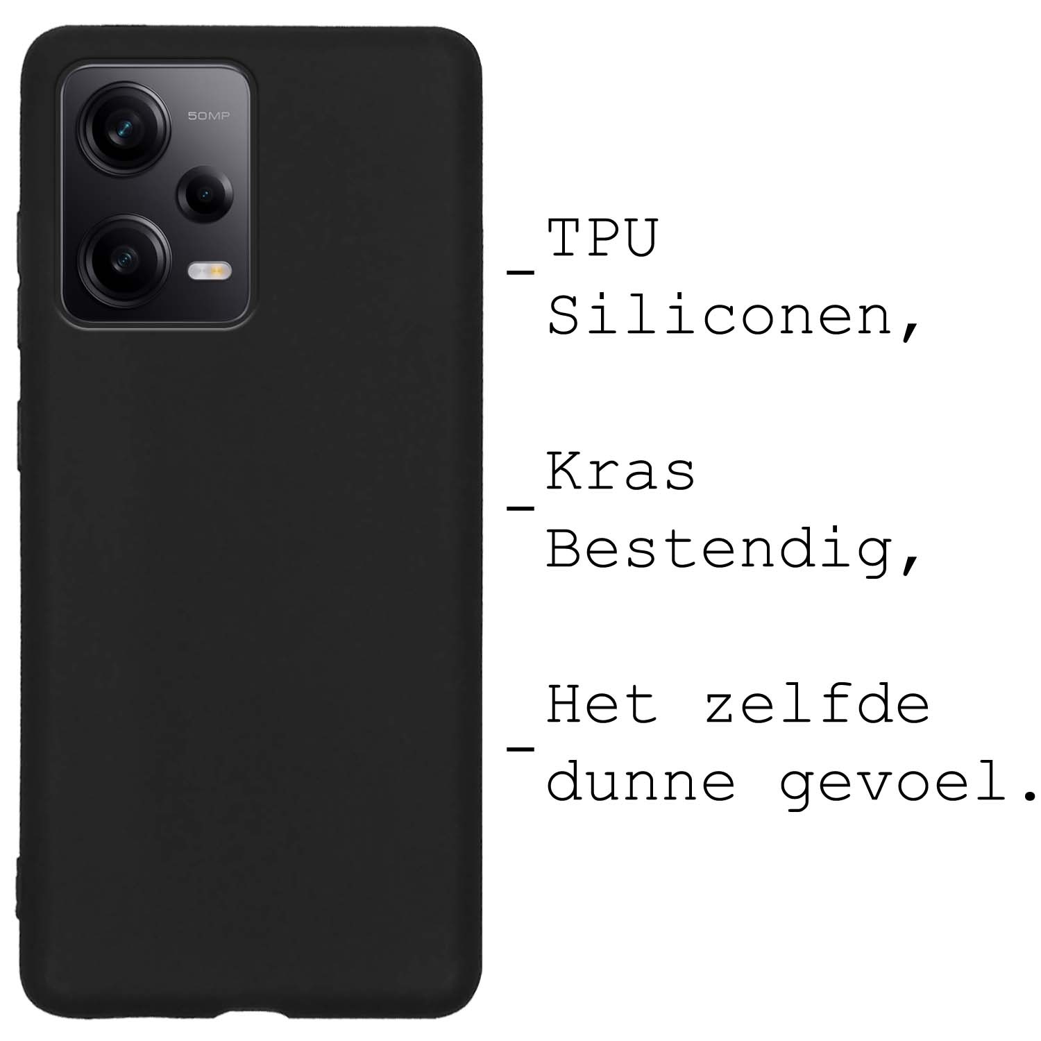 BASEY. Hoes Geschikt voor Xiaomi Redmi Note 12 Pro Hoesje Siliconen Back Cover Case - Hoesje Geschikt voor Xiaomi Redmi Note 12 Pro Hoes Cover Hoesje - Zwart