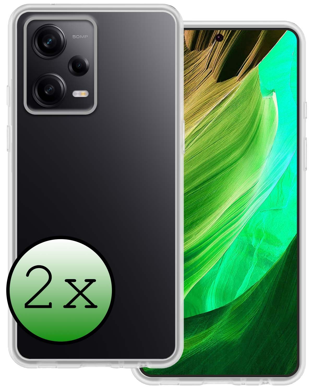 BASEY. Hoes Geschikt voor Xiaomi Redmi Note 12 Pro Hoesje Siliconen Back Cover Case - Hoesje Geschikt voor Xiaomi Redmi Note 12 Pro Hoes Cover Hoesje - Transparant - 2 Stuks