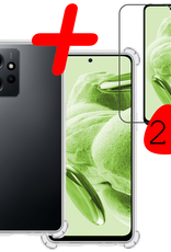 BASEY. Hoes Geschikt voor Xiaomi Redmi Note 12 5G Hoesje Shock Proof Case Hoes Siliconen Met 2x Screenprotector - Hoesje Geschikt voor Xiaomi Redmi Note 12 5G Hoes Cover Shockproof - Transparant