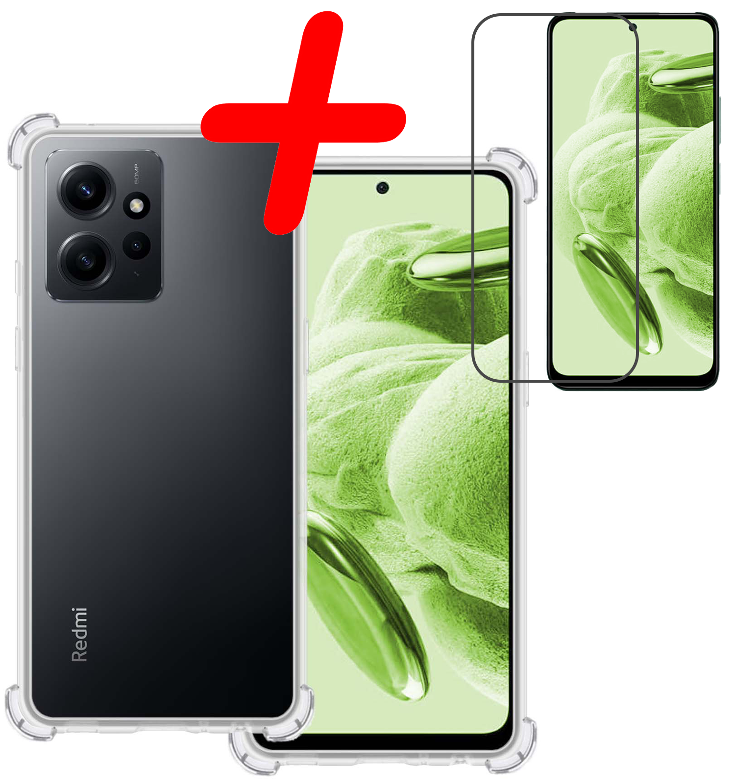 BASEY. Hoes Geschikt voor Xiaomi Redmi Note 12 5G Hoesje Shock Proof Case Hoes Siliconen Met Screenprotector - Hoesje Geschikt voor Xiaomi Redmi Note 12 5G Hoes Cover Shockproof - Transparant