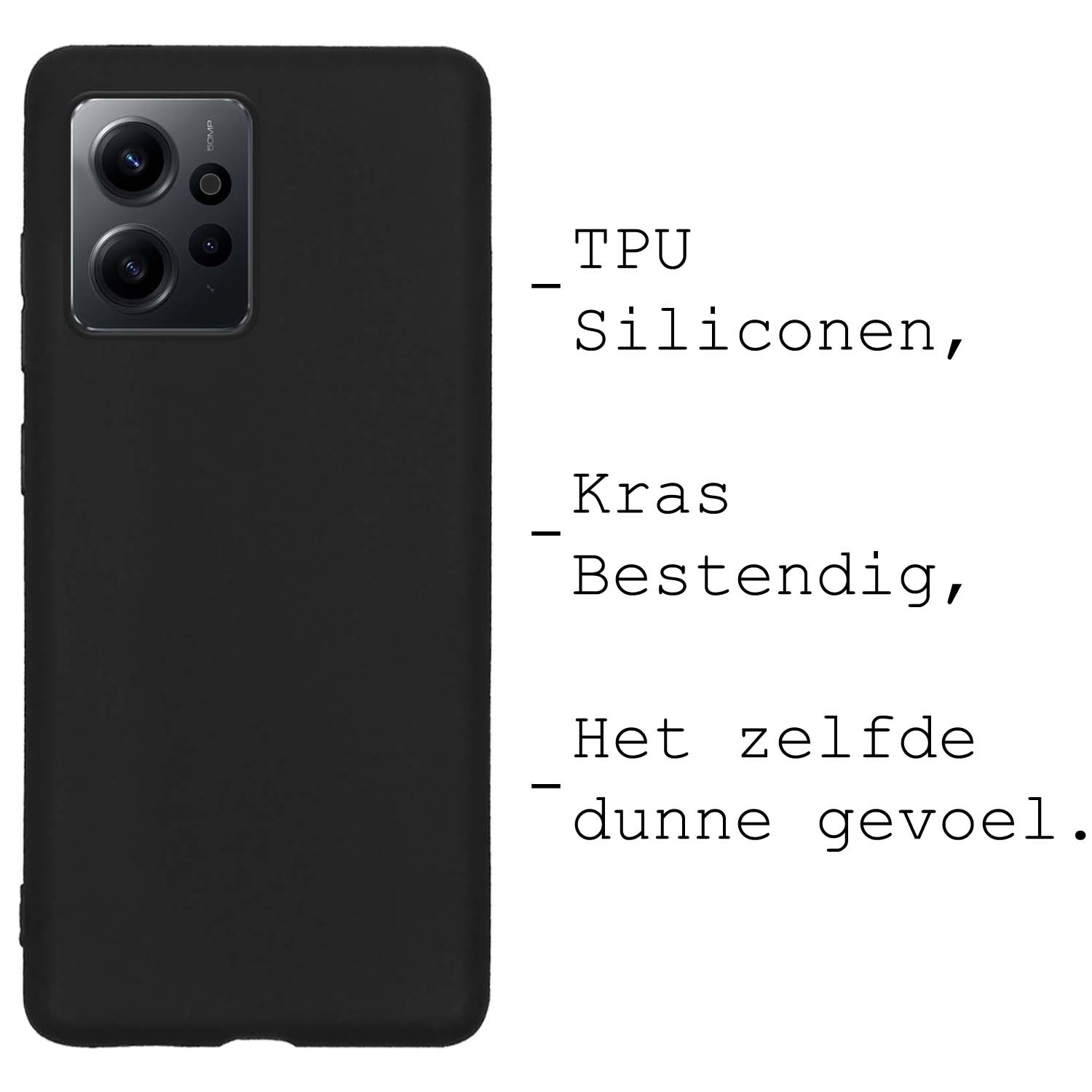 BASEY. Hoes Geschikt voor Xiaomi Redmi Note 12 5G Hoesje Siliconen Back Cover Case Met 2x Screenprotector - Hoesje Geschikt voor Xiaomi Redmi Note 12 5G Hoes Cover Hoesje - Zwart
