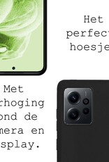 BASEY. Hoes Geschikt voor Xiaomi Redmi Note 12 5G Hoesje Siliconen Back Cover Case Met 2x Screenprotector - Hoesje Geschikt voor Xiaomi Redmi Note 12 5G Hoes Cover Hoesje - Zwart