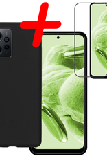 BASEY. Hoes Geschikt voor Xiaomi Redmi Note 12 5G Hoesje Siliconen Back Cover Case Met Screenprotector - Hoesje Geschikt voor Xiaomi Redmi Note 12 5G Hoes Cover Hoesje - Zwart