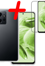 BASEY. Hoes Geschikt voor Xiaomi Redmi Note 12 5G Hoesje Siliconen Back Cover Case Met Screenprotector - Hoesje Geschikt voor Xiaomi Redmi Note 12 5G Hoes Cover Hoesje - Transparant