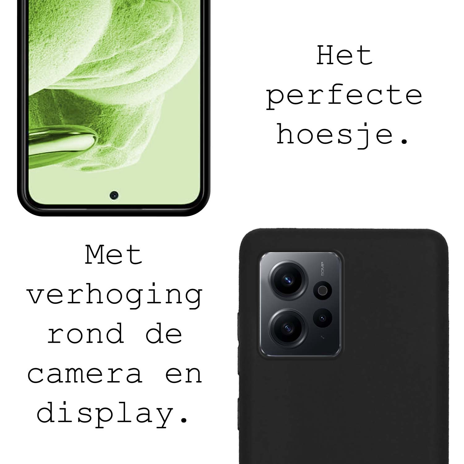 BASEY. Hoes Geschikt voor Xiaomi Redmi Note 12 5G Hoesje Siliconen Back Cover Case - Hoesje Geschikt voor Xiaomi Redmi Note 12 5G Hoes Cover Hoesje - Zwart - 2 Stuks