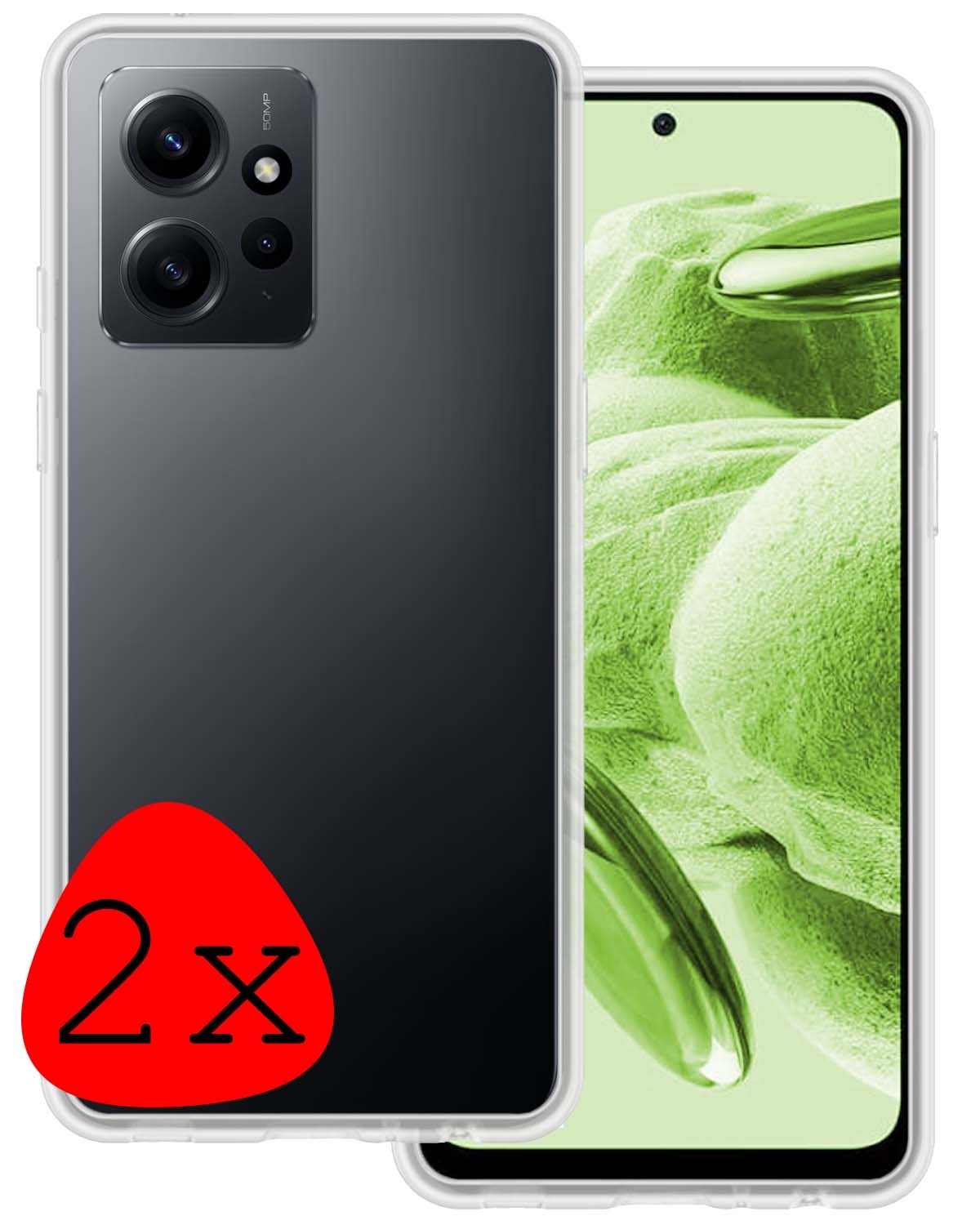 BASEY. Hoes Geschikt voor Xiaomi Redmi Note 12 5G Hoesje Siliconen Back Cover Case - Hoesje Geschikt voor Xiaomi Redmi Note 12 5G Hoes Cover Hoesje - Transparant - 2 Stuks