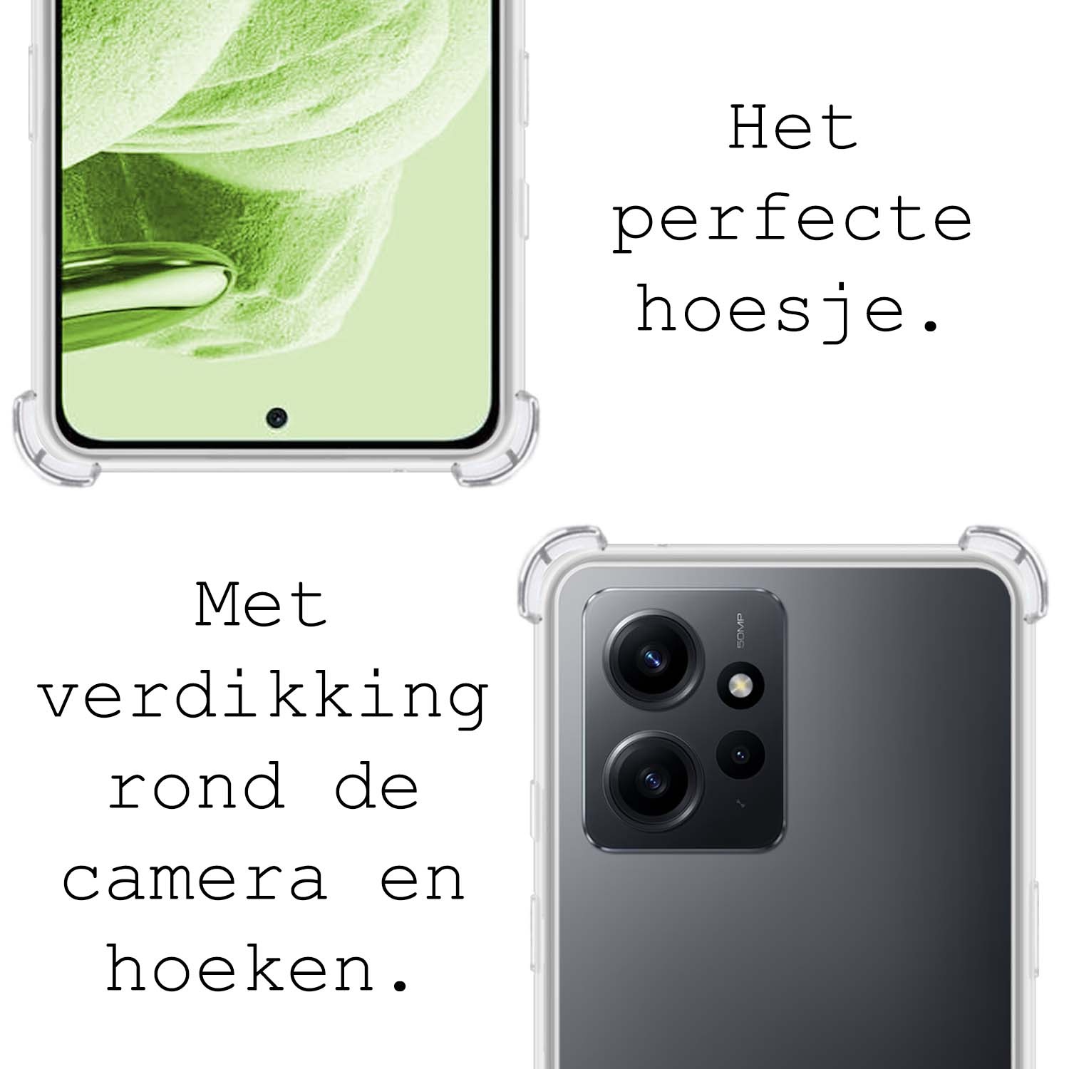 BASEY. Hoes Geschikt voor Xiaomi Redmi Note 12 4G Hoesje Shock Proof Case Hoes Siliconen Met Screenprotector - Hoesje Geschikt voor Xiaomi Redmi Note 12 4G Hoes Cover Shockproof - Transparant