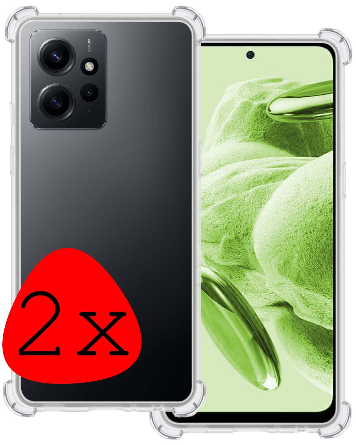 BASEY. Hoes Geschikt voor Xiaomi Redmi Note 12 4G Hoesje Shock Proof Case Hoes Siliconen - Hoesje Geschikt voor Xiaomi Redmi Note 12 4G Hoes Cover Shockproof - Transparant - 2 Stuks