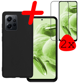 BASEY. BASEY. Xiaomi Redmi Note 12 4G Hoesje Siliconen Met 2x Screenprotector - Zwart