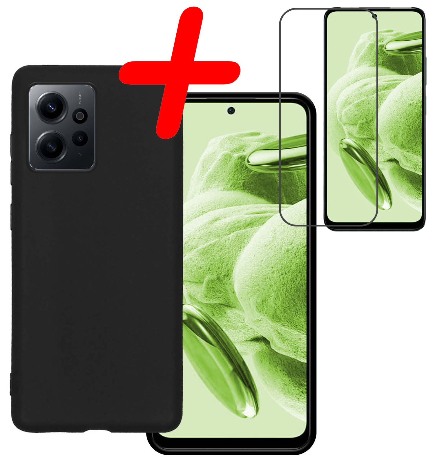 BASEY. Hoes Geschikt voor Xiaomi Redmi Note 12 4G Hoesje Siliconen Back Cover Case Met Screenprotector - Hoesje Geschikt voor Xiaomi Redmi Note 12 4G Hoes Cover Hoesje - Zwart