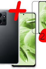 BASEY. Hoes Geschikt voor Xiaomi Redmi Note 12 4G Hoesje Siliconen Back Cover Case Met 2x Screenprotector - Hoesje Geschikt voor Xiaomi Redmi Note 12 4G Hoes Cover Hoesje - Transparant