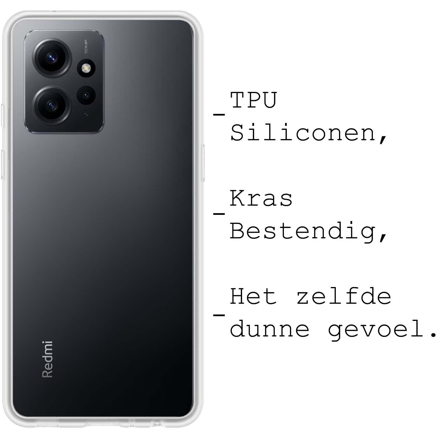 BASEY. Hoes Geschikt voor Xiaomi Redmi Note 12 4G Hoesje Siliconen Back Cover Case Met 2x Screenprotector - Hoesje Geschikt voor Xiaomi Redmi Note 12 4G Hoes Cover Hoesje - Transparant