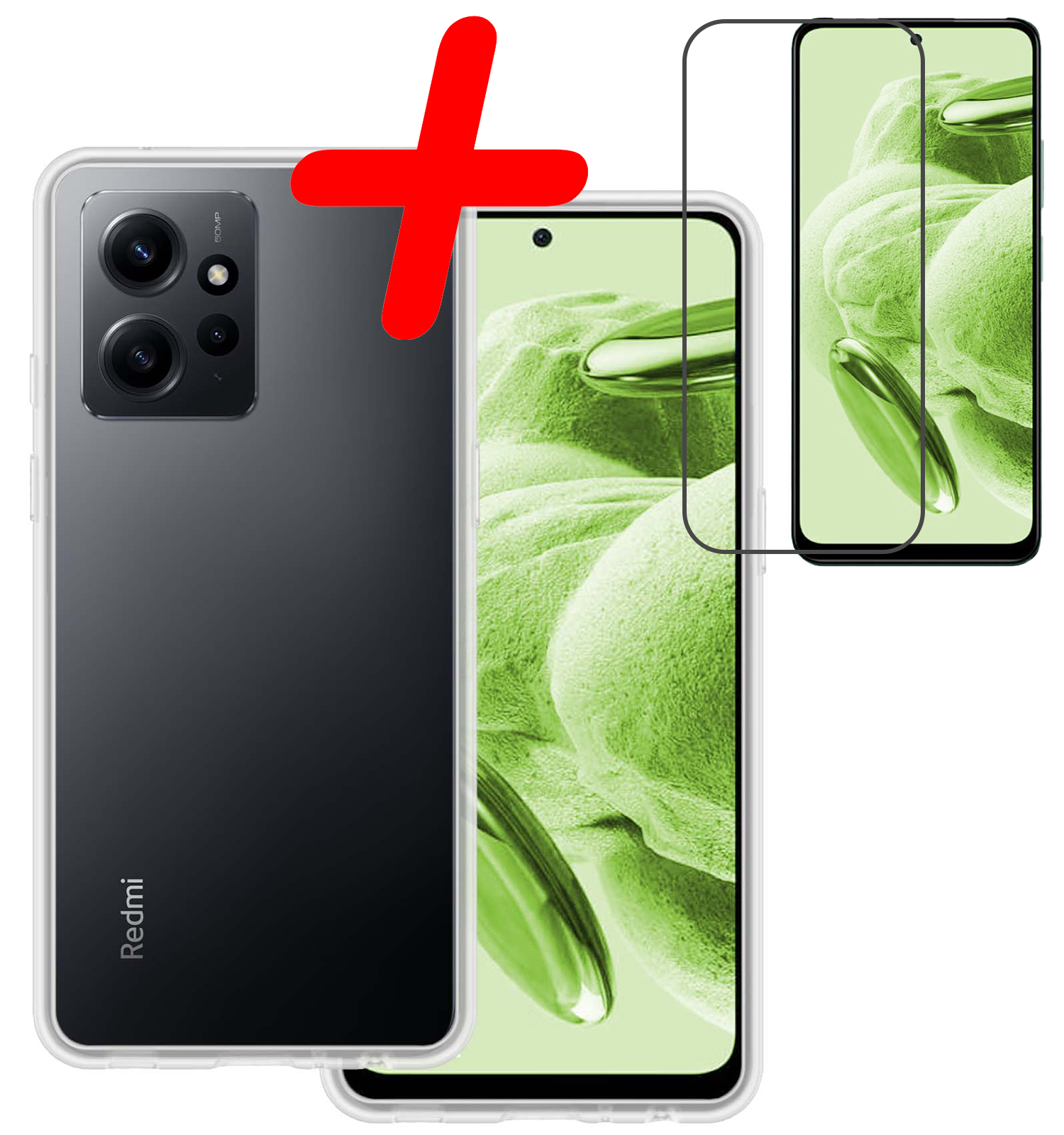 BASEY. Hoes Geschikt voor Xiaomi Redmi Note 12 4G Hoesje Siliconen Back Cover Case Met Screenprotector - Hoesje Geschikt voor Xiaomi Redmi Note 12 4G Hoes Cover Hoesje - Transparant