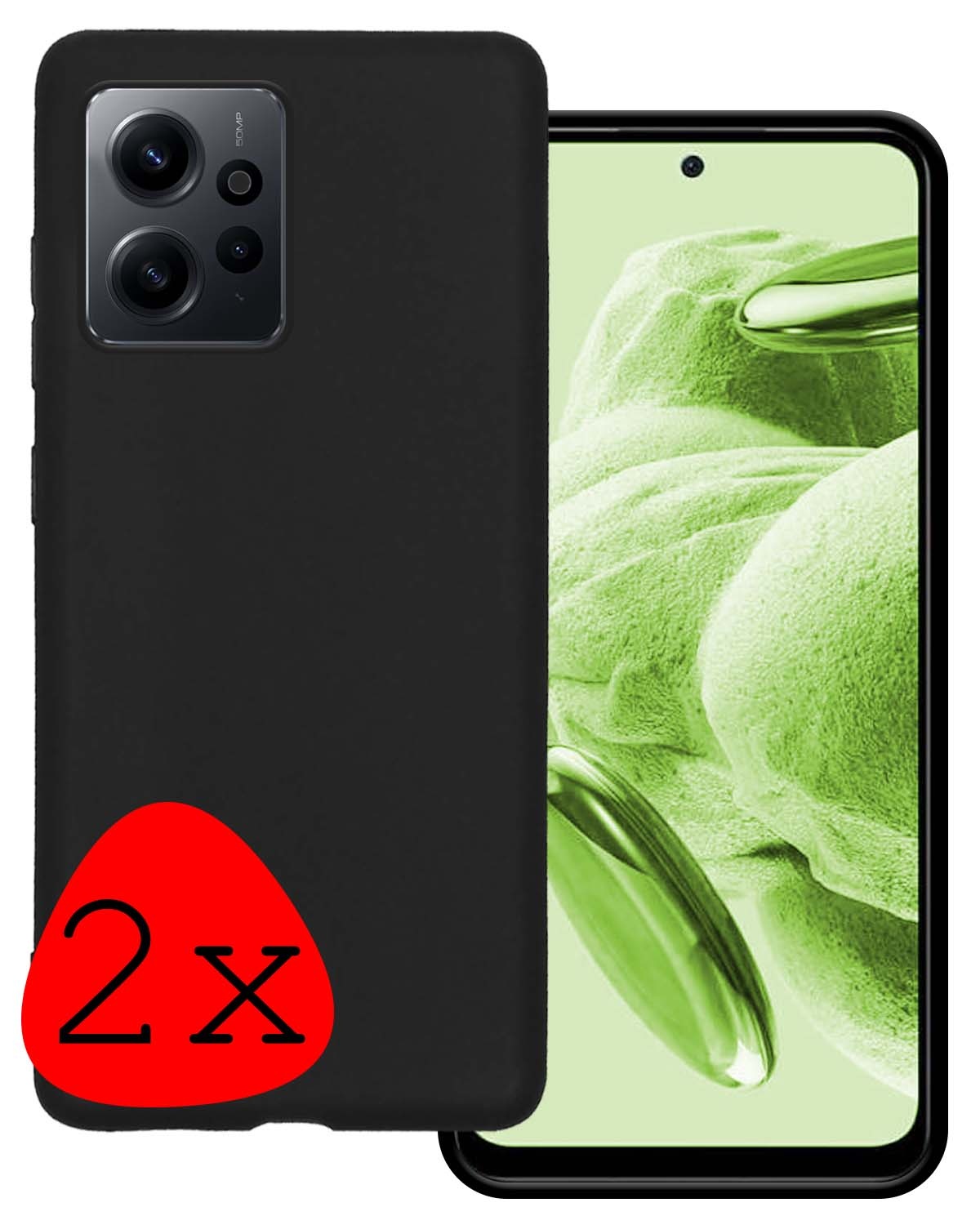 BASEY. Hoes Geschikt voor Xiaomi Redmi Note 12 4G Hoesje Siliconen Back Cover Case - Hoesje Geschikt voor Xiaomi Redmi Note 12 4G Hoes Cover Hoesje - Zwart - 2 Stuks