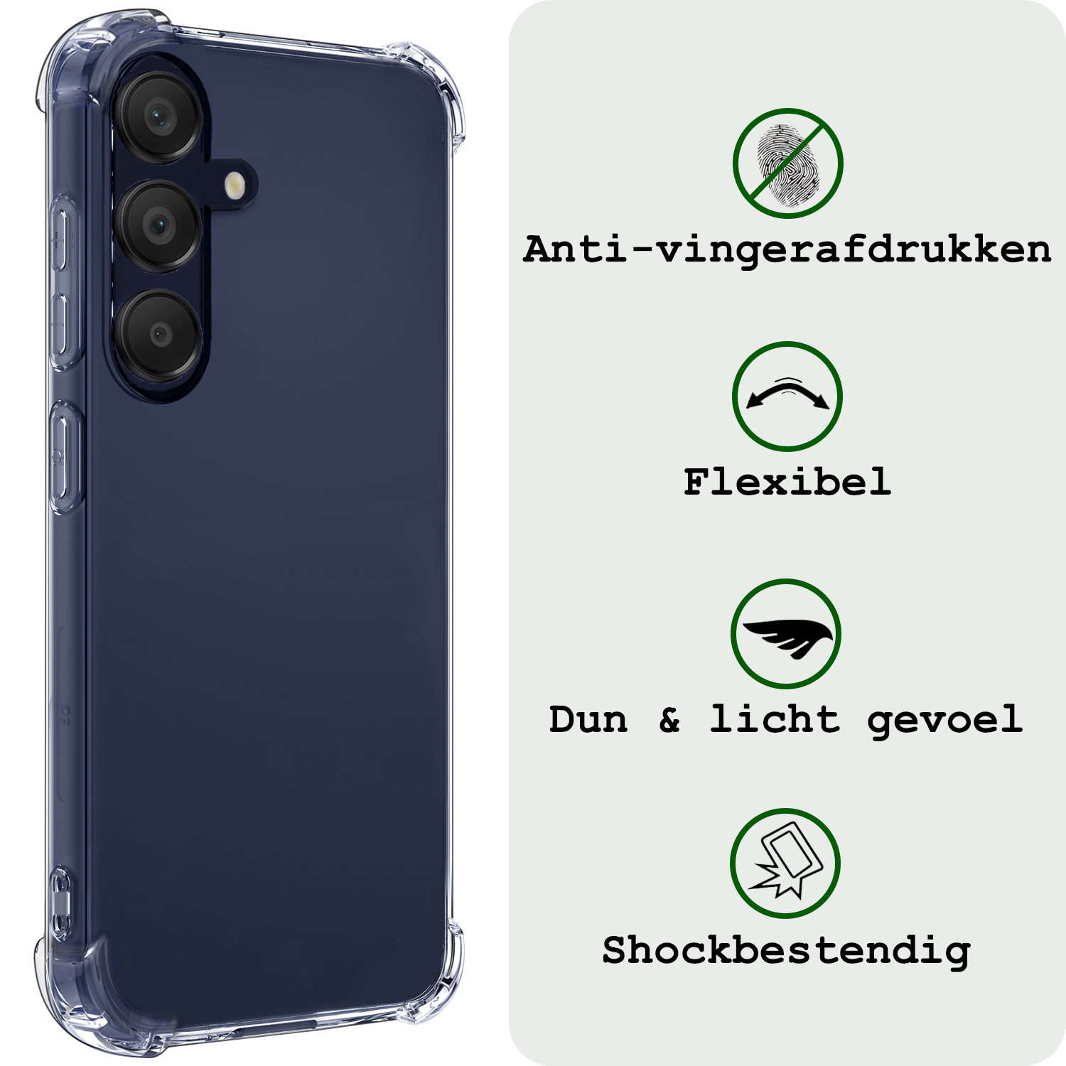 BASEY. Hoes Geschikt voor Samsung A25 Hoesje Shock Proof Case Hoes Siliconen - Hoesje Geschikt voor Samsung Galaxy A25 Hoes Cover Shockproof - Transparant - 2 Stuks