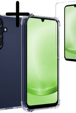 BASEY. Hoes Geschikt voor Samsung A25 Hoesje Shock Proof Case Hoes Siliconen Met Screenprotector - Hoesje Geschikt voor Samsung Galaxy A25 Hoes Cover Shockproof - Transparant
