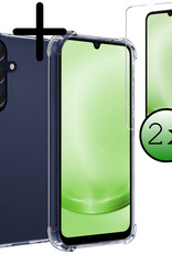 BASEY. Hoes Geschikt voor Samsung A25 Hoesje Shock Proof Case Hoes Siliconen Met 2x Screenprotector - Hoesje Geschikt voor Samsung Galaxy A25 Hoes Cover Shockproof - Transparant
