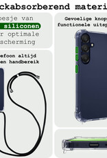 BASEY. Hoes Geschikt voor Samsung A25 Hoesje Shock Proof Case Met Koord Shock Hoes Met Koord - Hoesje Geschikt voor Samsung Galaxy A25 Hoes Cover Met Koord - Transparant