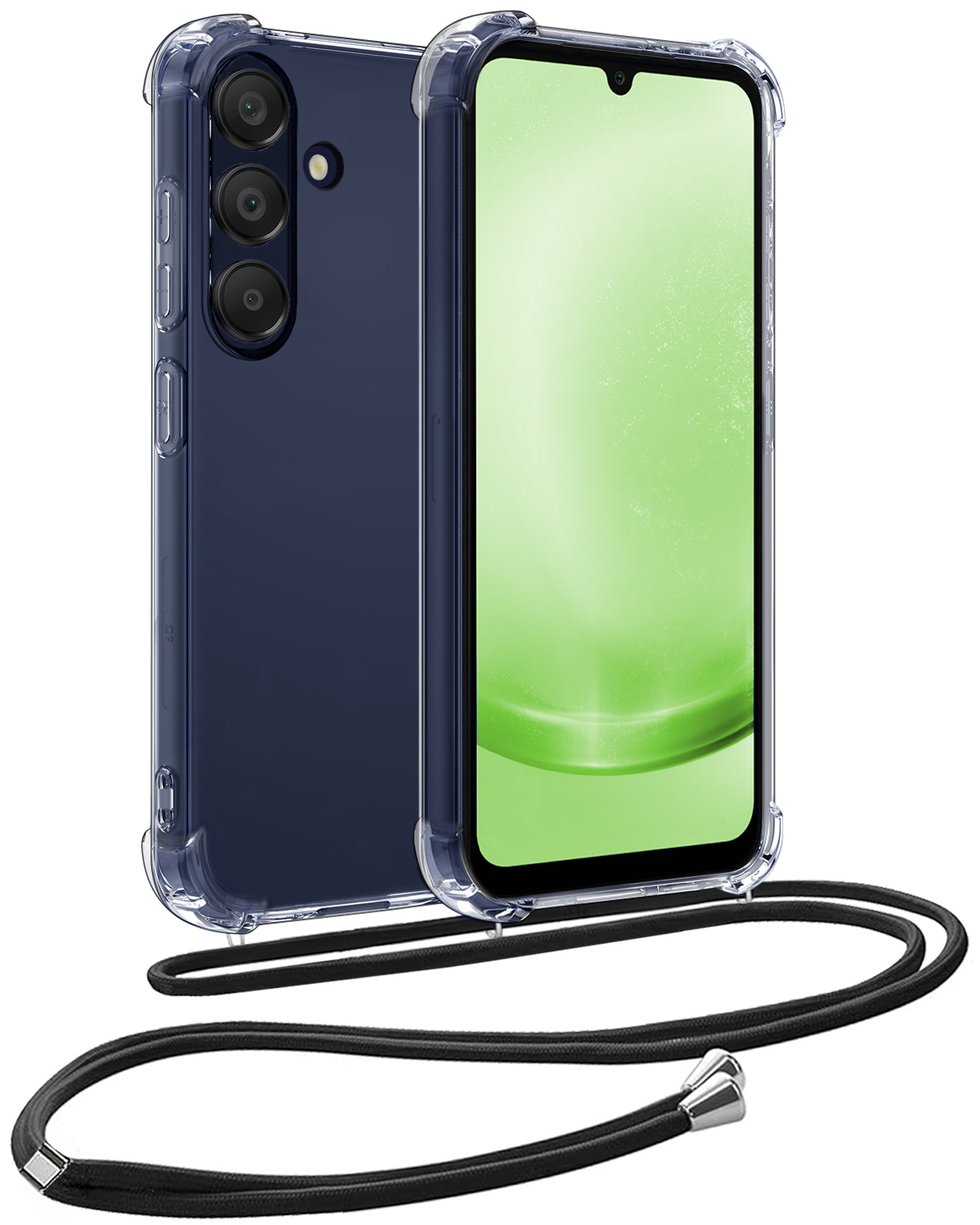 BASEY. Hoes Geschikt voor Samsung A25 Hoesje Shock Proof Case Met Koord Shock Hoes Met Koord - Hoesje Geschikt voor Samsung Galaxy A25 Hoes Cover Met Koord - Transparant