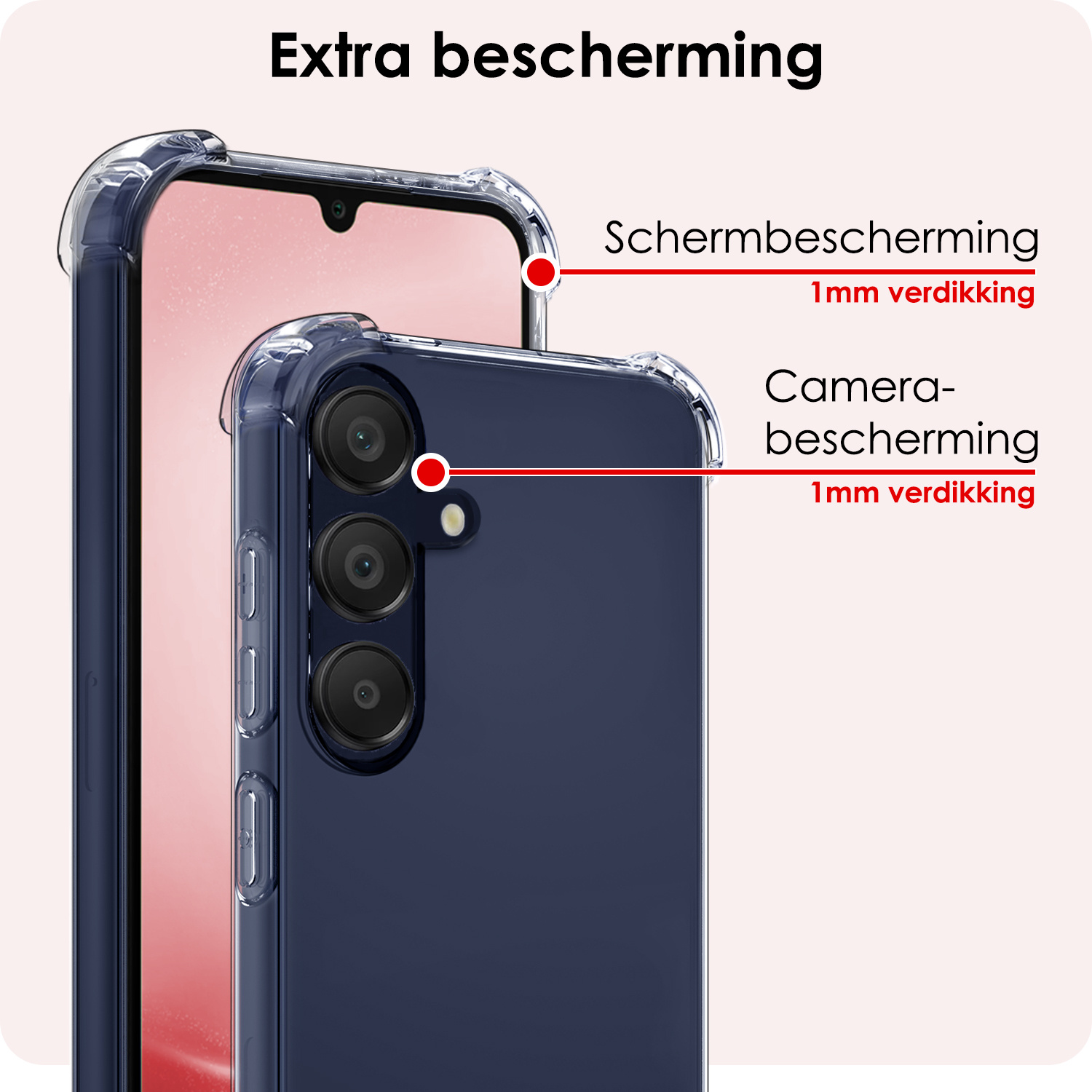 NoXx Hoes Geschikt voor Samsung A25 Hoesje Siliconen Cover Shock Proof Back Case Shockproof Hoes - Transparant