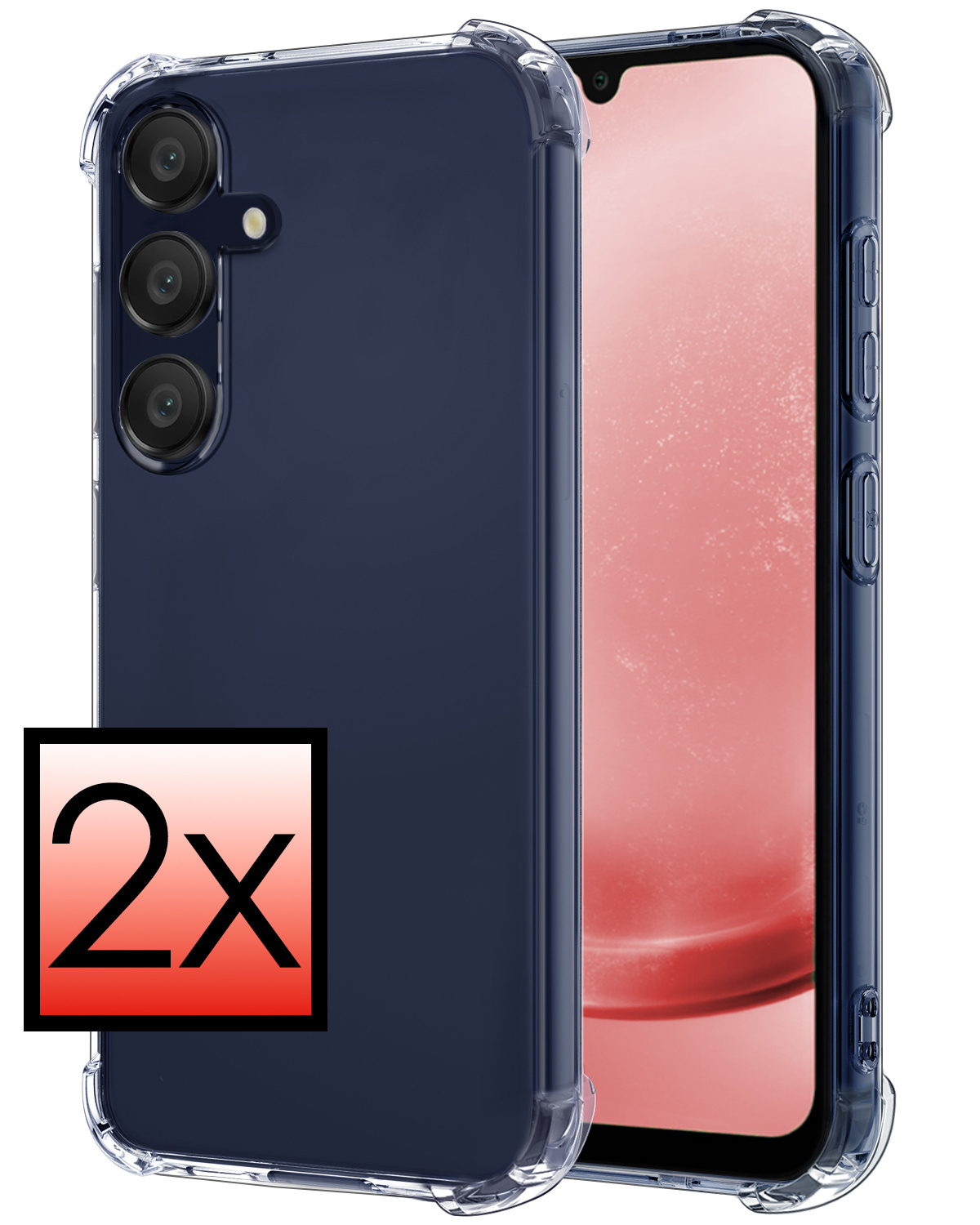 NoXx Hoes Geschikt voor Samsung A25 Hoesje Siliconen Cover Shock Proof Back Case Shockproof Hoes - Transparant - 2x