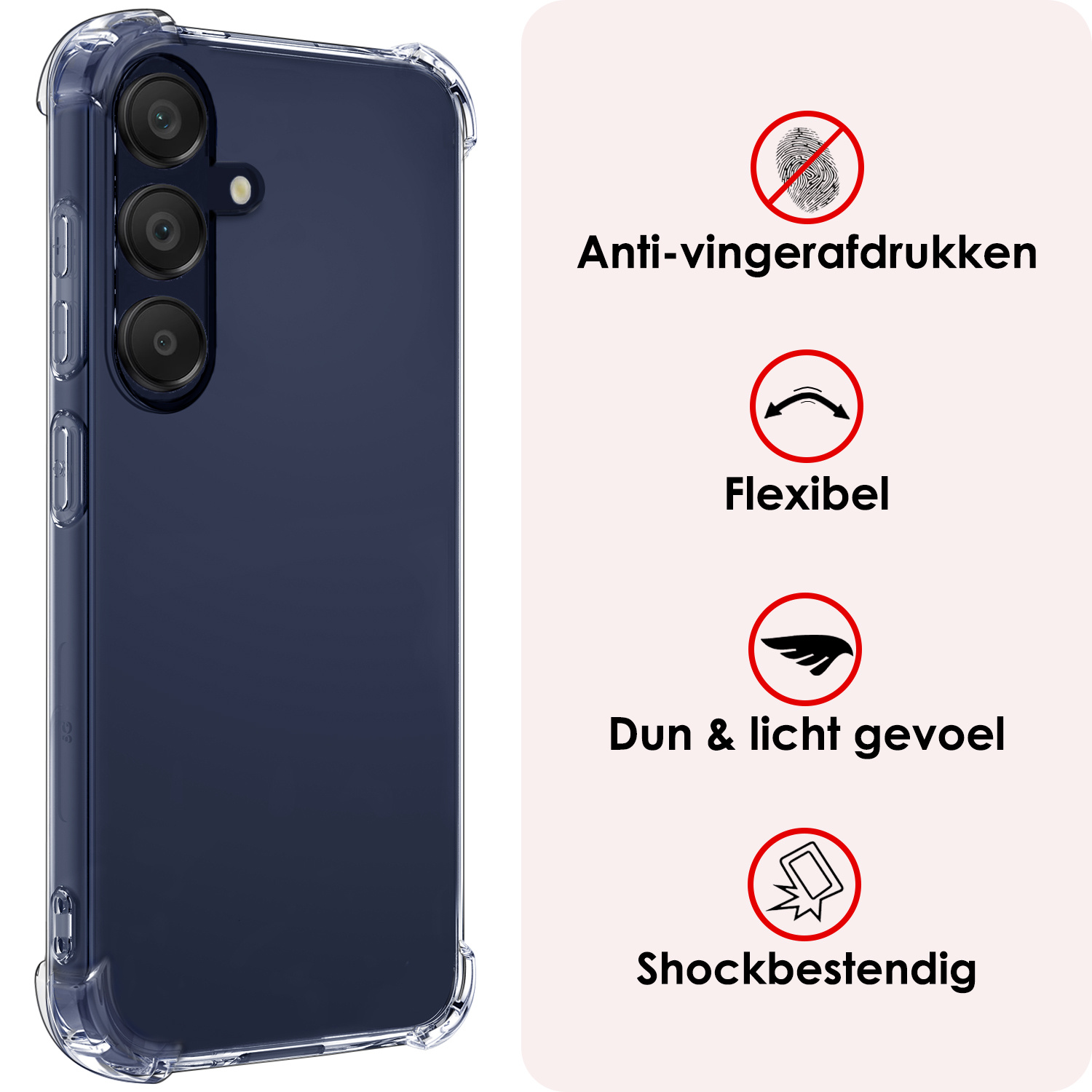 NoXx Hoes Geschikt voor Samsung A25 Hoesje Siliconen Cover Shock Proof Back Case Shockproof Hoes Met 2x Screenprotector - Transparant