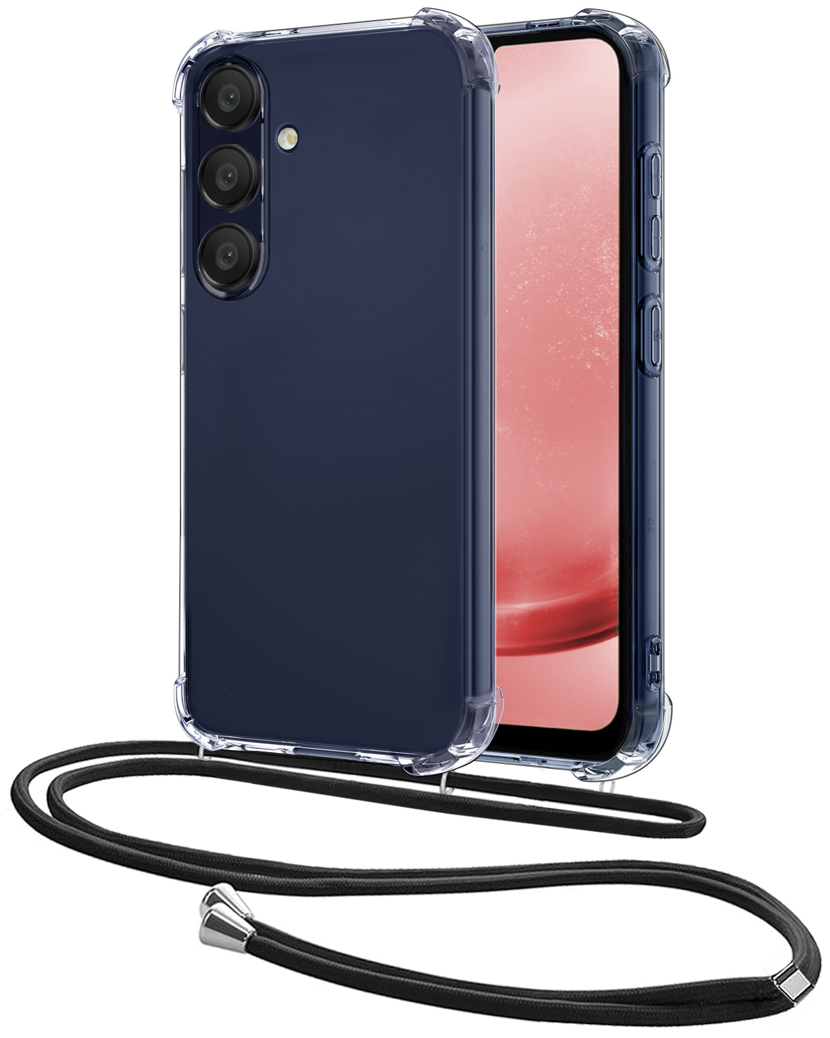 NoXx Hoes Geschikt voor Samsung A25 Hoesje Transparant Met Telefoonkoord Cover Shock Proof Case Koord Hoes