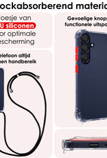 NoXx Hoes Geschikt voor Samsung A25 Hoesje Transparant Met Telefoonkoord Cover Shock Proof Case Koord Hoes