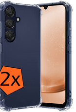 Nomfy Hoesje Geschikt voor Samsung A25 Hoesje Shock Proof Cover Case Shockproof - Hoes Geschikt voor Samsung Galaxy A25 Hoes Siliconen Back Case - Transparant - 2 PACK