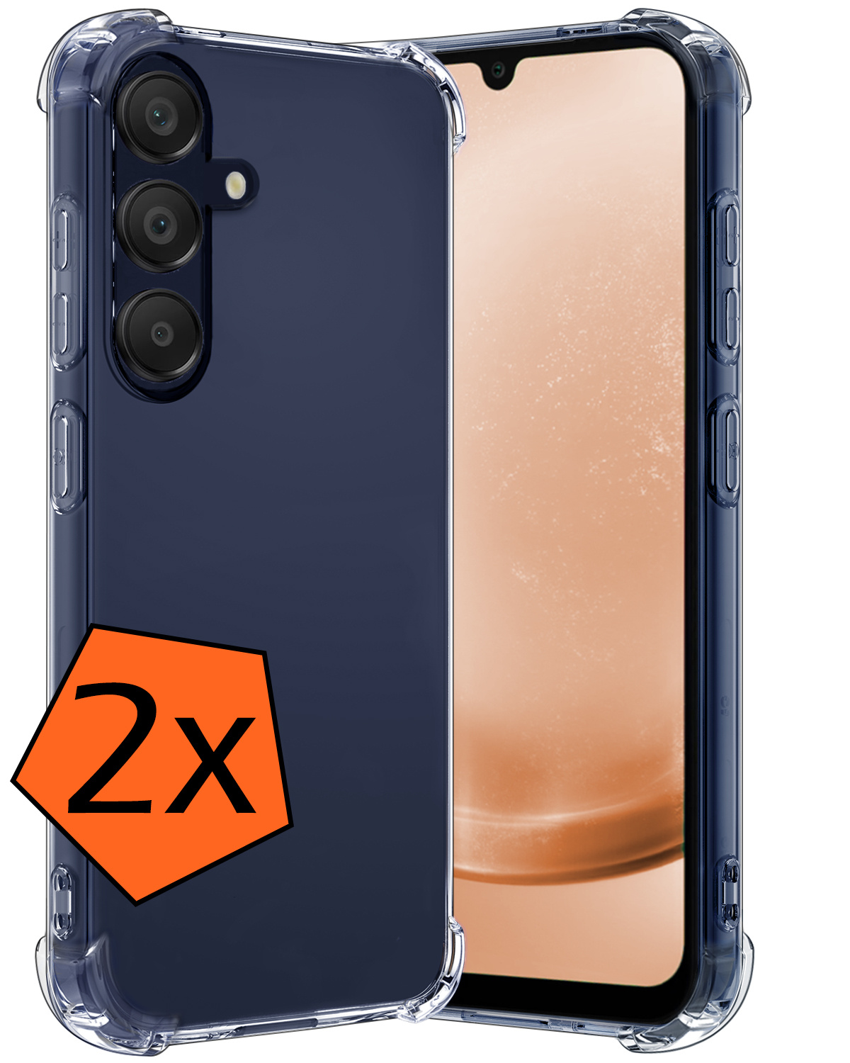 Nomfy Hoesje Geschikt voor Samsung A25 Hoesje Shock Proof Cover Case Shockproof - Hoes Geschikt voor Samsung Galaxy A25 Hoes Siliconen Back Case - Transparant - 2 PACK