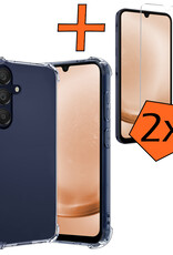 Nomfy Hoesje Geschikt voor Samsung A25 Hoesje Shock Proof Cover Case Shockproof Met 2x Screenprotector - Hoes Geschikt voor Samsung Galaxy A25 Hoes Siliconen Back Case - Transparant