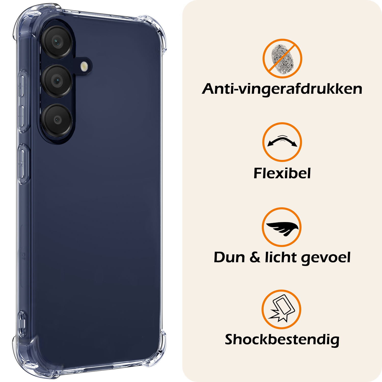 Nomfy Hoesje Geschikt voor Samsung A25 Hoesje Shock Proof Cover Case Shockproof Met 2x Screenprotector - Hoes Geschikt voor Samsung Galaxy A25 Hoes Siliconen Back Case - Transparant
