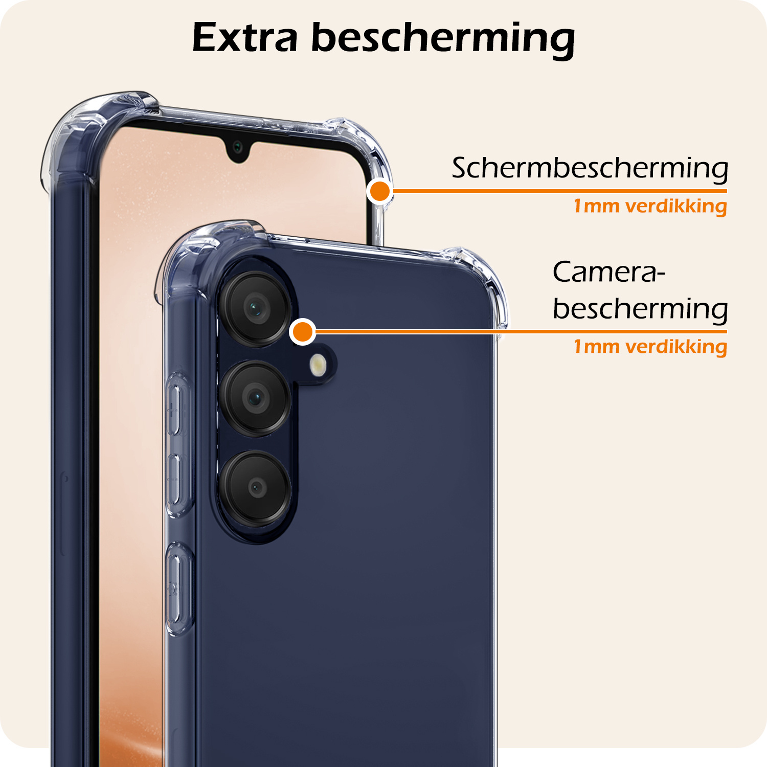 Nomfy Hoesje Geschikt voor Samsung A25 Hoesje Shock Proof Cover Case Shockproof Met 2x Screenprotector - Hoes Geschikt voor Samsung Galaxy A25 Hoes Siliconen Back Case - Transparant