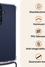 Nomfy Hoesje Geschikt voor Samsung A25 Hoesje Shock Proof Transparant Met Telefoonketting Case Shock Koord - Hoesje Geschikt voor Samsung Galaxy A25 Shock Proof Case Met Koord - Transparant