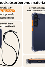 Nomfy Hoesje Geschikt voor Samsung A25 Hoesje Shock Proof Transparant Met Telefoonketting Case Shock Koord - Hoesje Geschikt voor Samsung Galaxy A25 Shock Proof Case Met Koord - Transparant