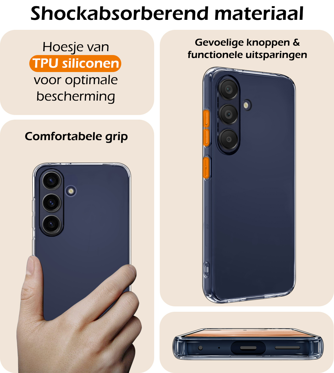 Nomfy Hoesje Geschikt voor Samsung A25 Hoesje Siliconen Cover Case Met 2x Screenprotector - Hoes Geschikt voor Samsung Galaxy A25 Hoes Back Case - Transparant