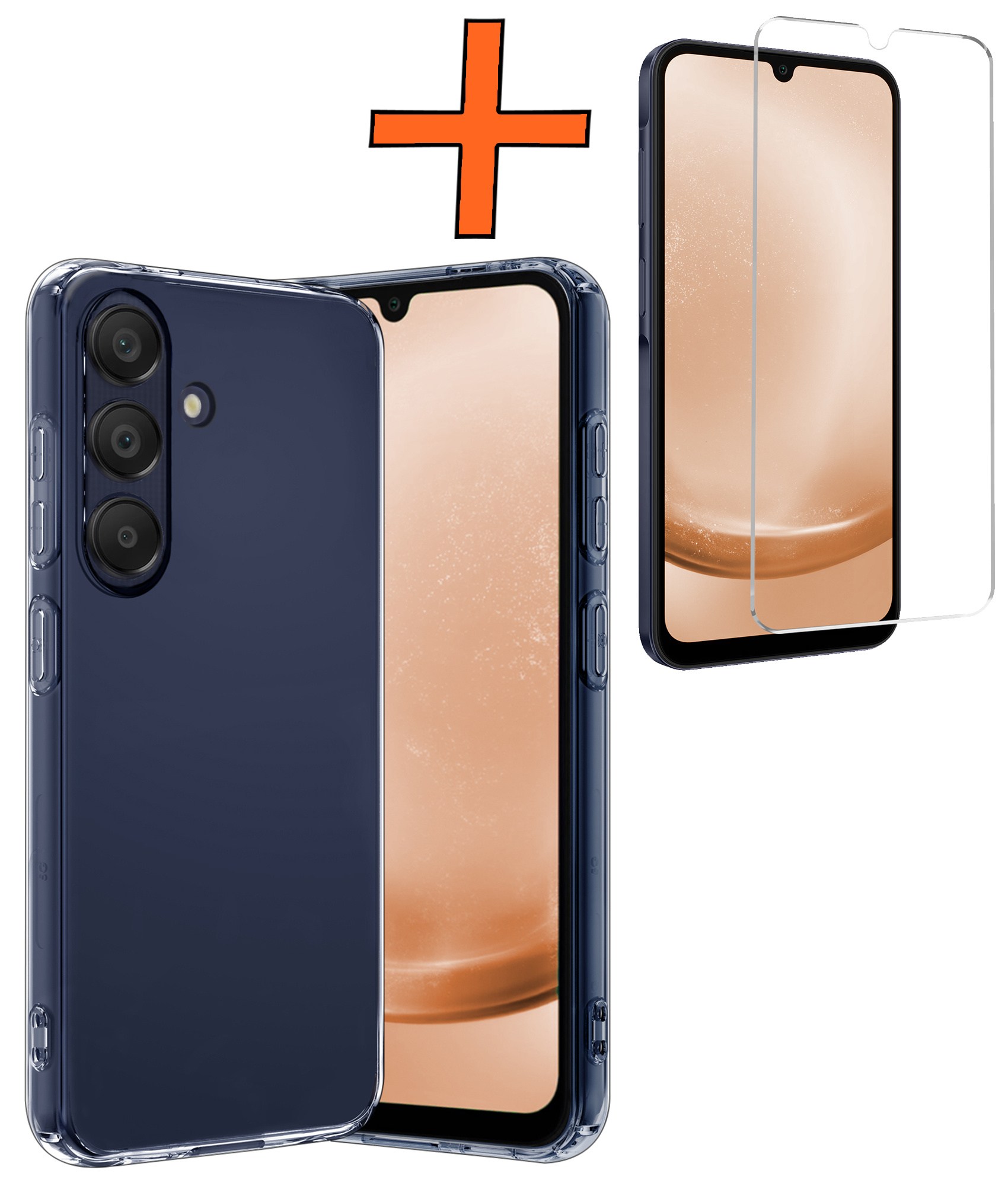 Nomfy Hoesje Geschikt voor Samsung A25 Hoesje Siliconen Cover Case Met Screenprotector - Hoes Geschikt voor Samsung Galaxy A25 Hoes Back Case - Transparant
