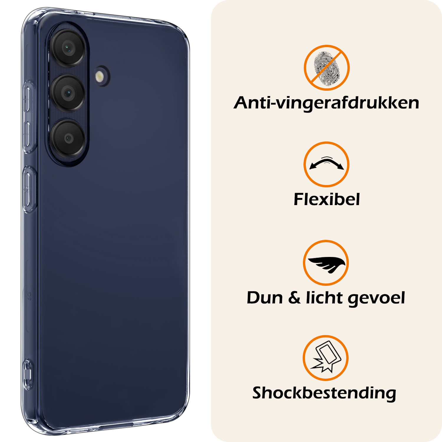 Nomfy Hoesje Geschikt voor Samsung A25 Hoesje Siliconen Cover Case Met Screenprotector - Hoes Geschikt voor Samsung Galaxy A25 Hoes Back Case - Transparant