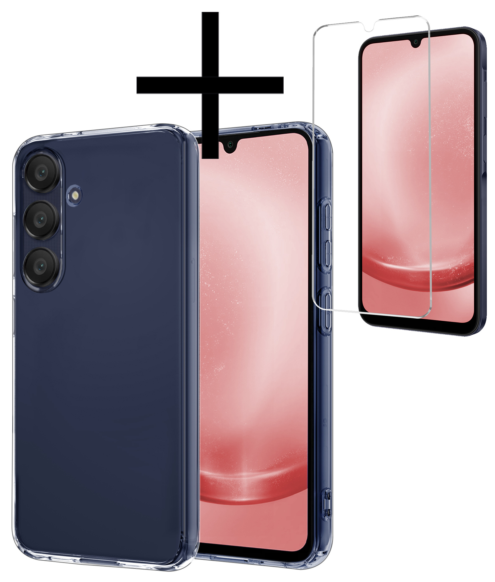 NoXx Hoes Geschikt voor Samsung A25 Hoesje Cover Siliconen Back Case Hoes Met Screenprotector - Transparant