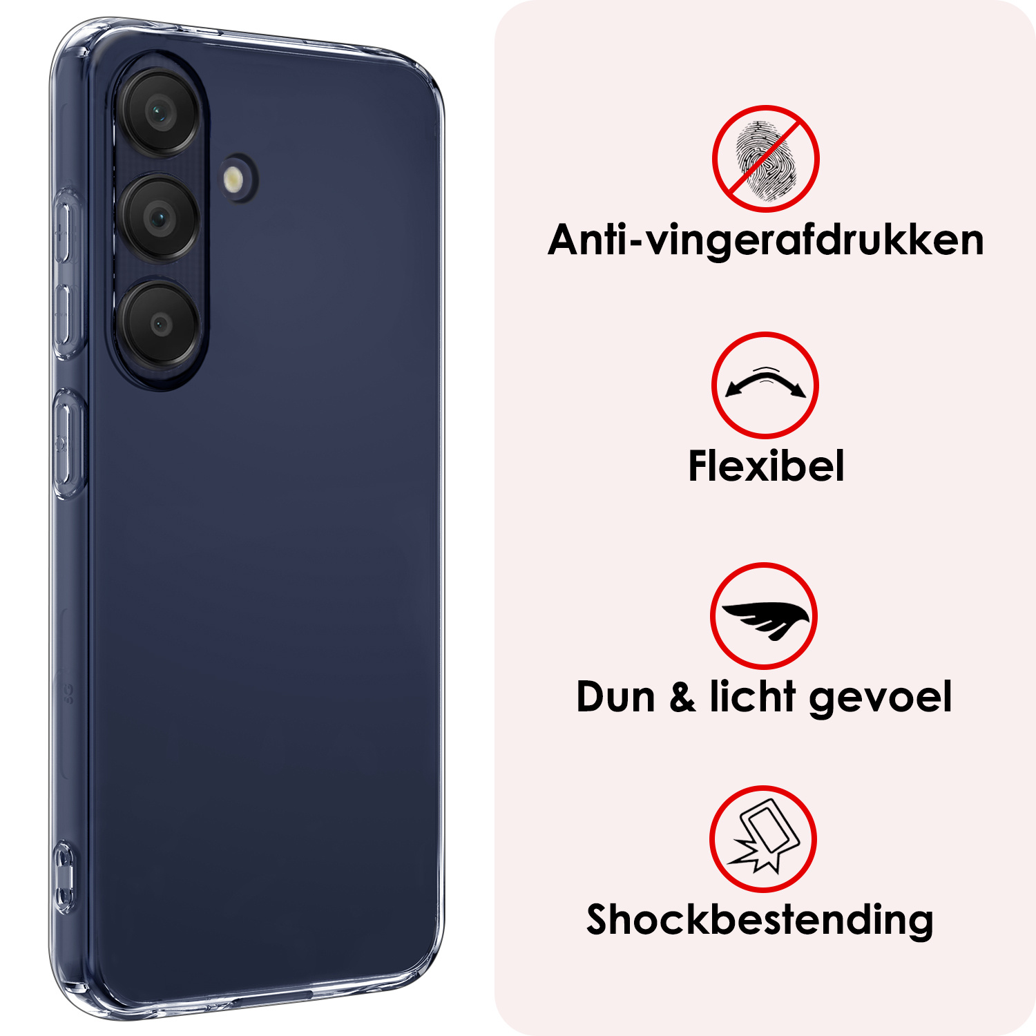 NoXx Hoes Geschikt voor Samsung A25 Hoesje Cover Siliconen Back Case Hoes Met Screenprotector - Transparant