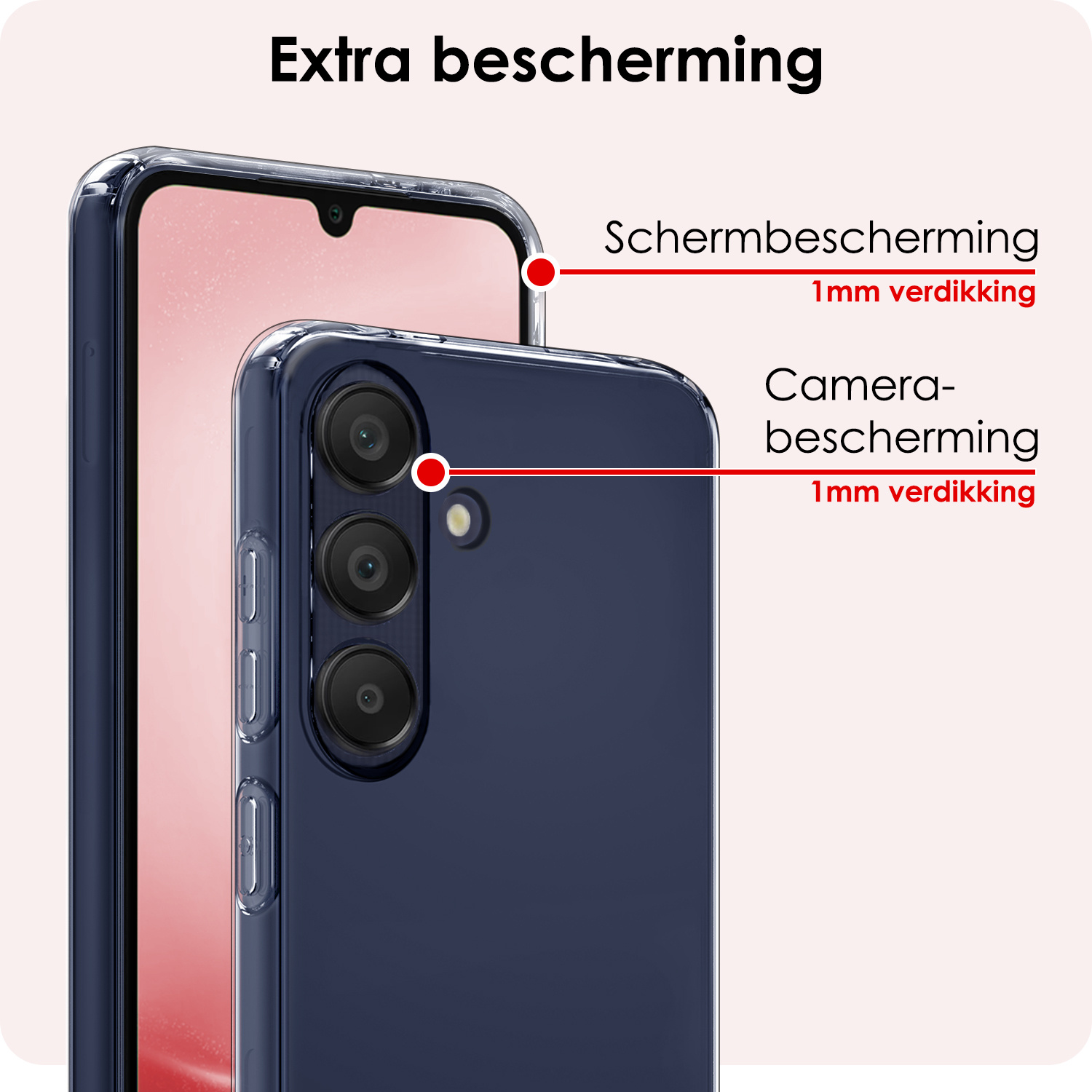 NoXx Hoes Geschikt voor Samsung A25 Hoesje Cover Siliconen Back Case Hoes Met Screenprotector - Transparant