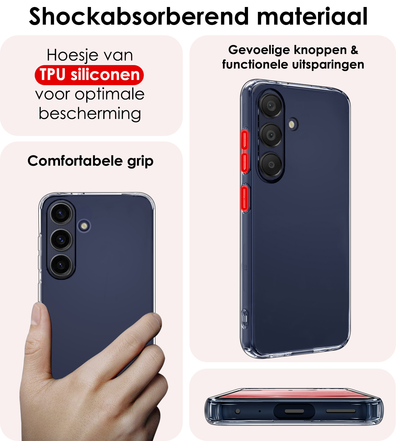 NoXx Hoes Geschikt voor Samsung A25 Hoesje Cover Siliconen Back Case Hoes Met Screenprotector - Transparant