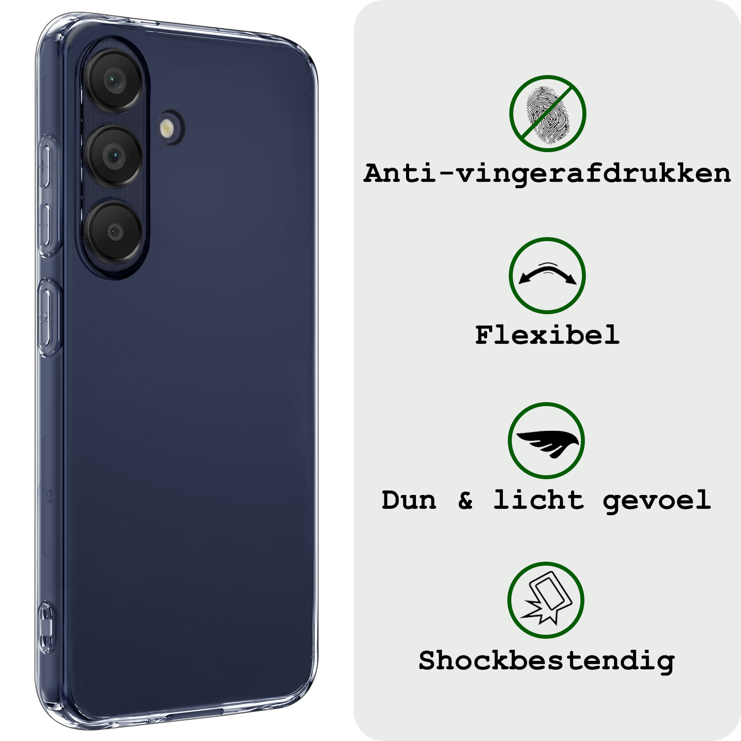 BASEY. Hoes Geschikt voor Samsung A25 Hoesje Siliconen Back Cover Case Met 2x Screenprotector - Hoesje Geschikt voor Samsung Galaxy A25 Hoes Cover Hoesje - Transparant