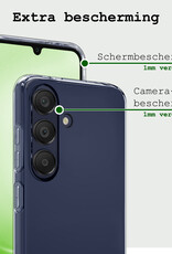 BASEY. Hoes Geschikt voor Samsung A25 Hoesje Siliconen Back Cover Case Met 2x Screenprotector - Hoesje Geschikt voor Samsung Galaxy A25 Hoes Cover Hoesje - Transparant