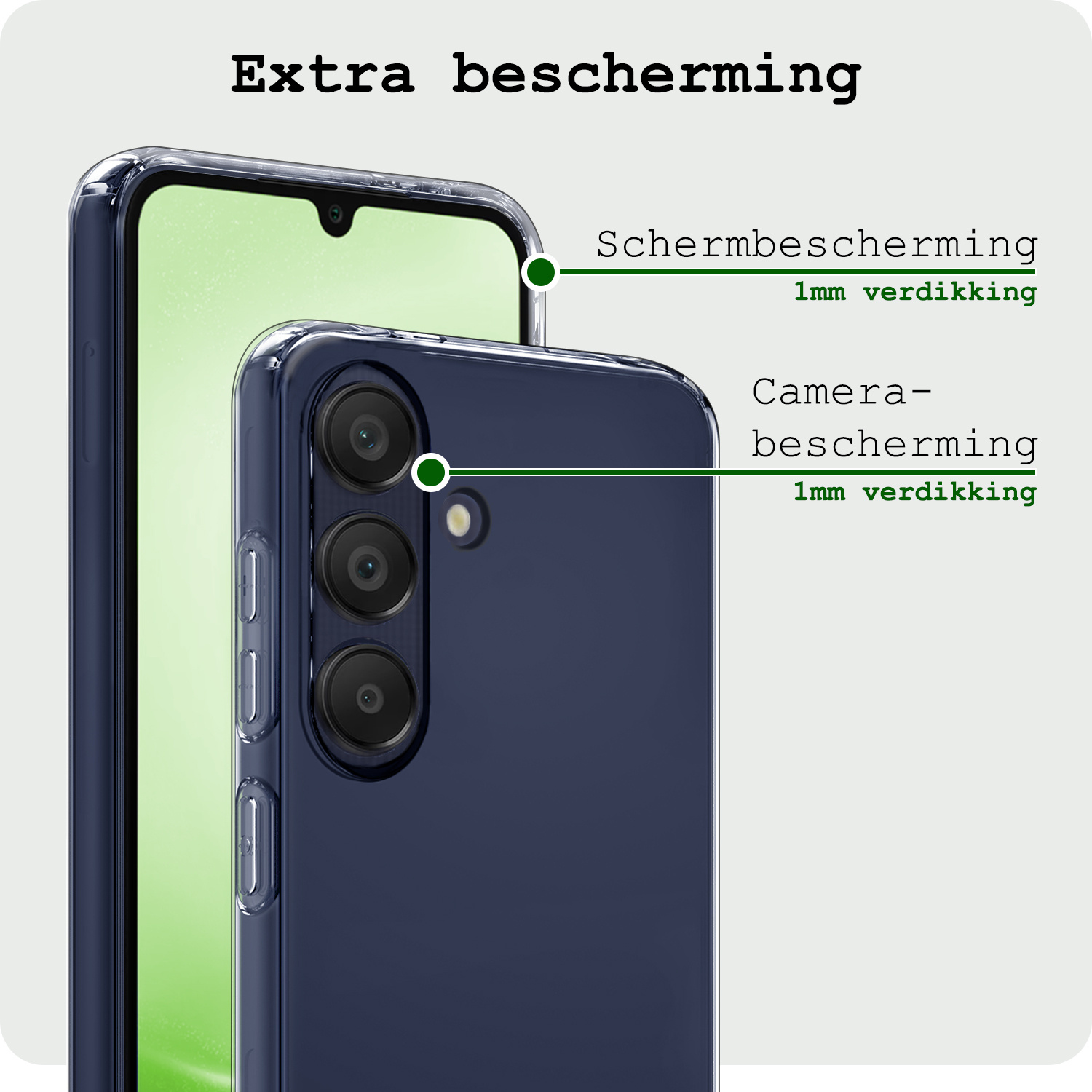 BASEY. Hoes Geschikt voor Samsung A25 Hoesje Siliconen Back Cover Case Met 2x Screenprotector - Hoesje Geschikt voor Samsung Galaxy A25 Hoes Cover Hoesje - Transparant