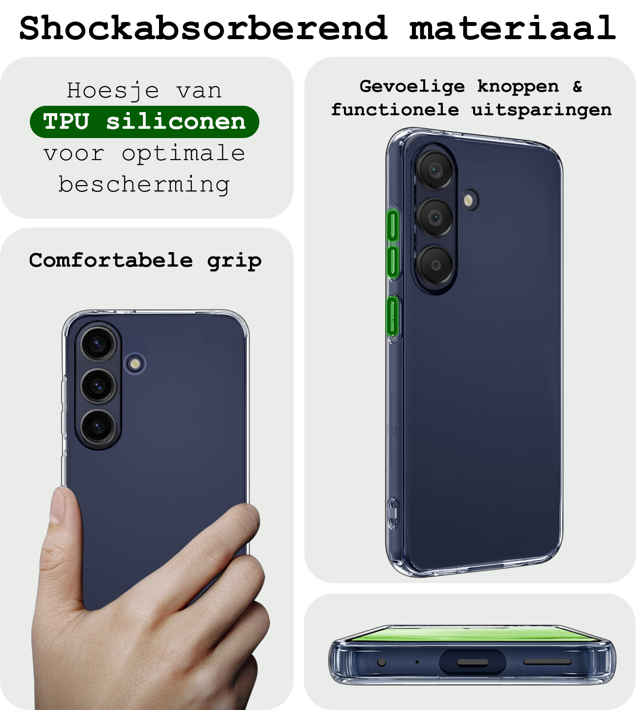 BASEY. Hoes Geschikt voor Samsung A25 Hoesje Siliconen Back Cover Case Met 2x Screenprotector - Hoesje Geschikt voor Samsung Galaxy A25 Hoes Cover Hoesje - Transparant