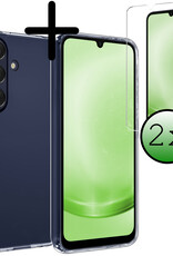 BASEY. Hoes Geschikt voor Samsung A25 Hoesje Siliconen Back Cover Case Met 2x Screenprotector - Hoesje Geschikt voor Samsung Galaxy A25 Hoes Cover Hoesje - Transparant