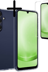 BASEY. Hoes Geschikt voor Samsung A25 Hoesje Siliconen Back Cover Case Met Screenprotector - Hoesje Geschikt voor Samsung Galaxy A25 Hoes Cover Hoesje - Transparant