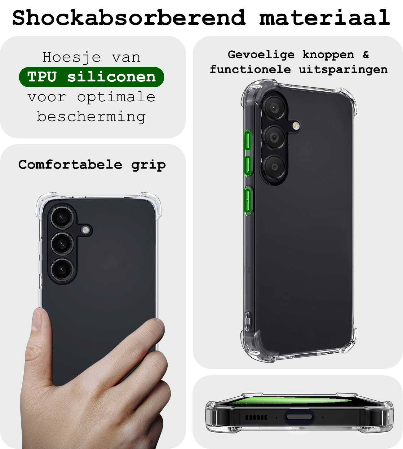 BASEY. Hoes Geschikt voor Samsung S23 FE Hoesje Shock Proof Case Hoes Siliconen - Hoesje Geschikt voor Samsung Galaxy S23 FE Hoes Cover Shockproof - Transparant